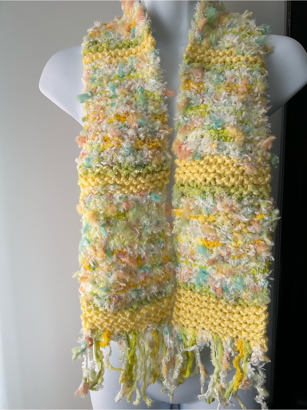 Yellow Pastel Multi-Texture Women's Scarf by